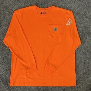 Carhartt Men's LARGE High-Visibility Long-Sleeve T-Shirt ~ Blaze Orange NWOT